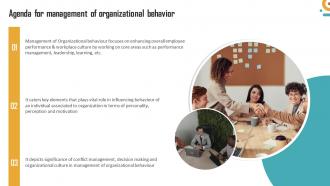 Agenda For Management Of Organizational Behavior Ppt Icon Background Designs