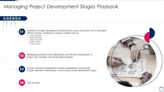 Agenda For Managing Project Development Stages Playbook Ppt Formates Icons