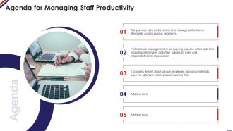 Agenda For Managing Staff Productivity Ppt Powerpoint Presentation File Ideas