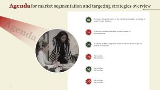 Agenda For Market Segmentation And Targeting Strategies Overview MKT SS V
