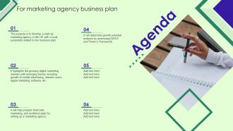 Agenda For Marketing Agency Business Plan Ppt Ideas Background Designs BP SS