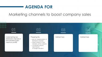 Agenda For Marketing Channels To Boost Company Sales Ppt File Background Designs