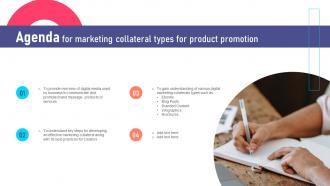 Agenda For Marketing Collateral Types For Product Promotion MKT SS V