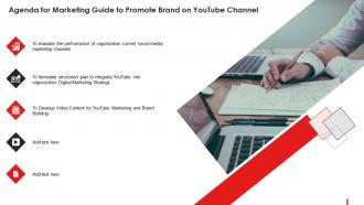 Agenda For Marketing Guide To Promote Brand On Youtube Channel