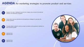Agenda For Marketing Strategies To Promote Product And Services