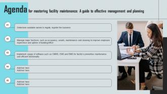 Agenda For Mastering Facility Maintenance A Guide To Effective Management And Planning