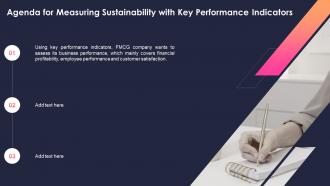 Agenda for measuring sustainability with key performance indicators