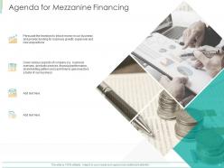 Agenda for mezzanine financing ppt powerpoint presentation ideas brochure