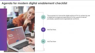 Agenda For Modern Digital Enablement Checklist Ppt Infographic Template Background Images