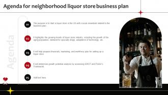 Agenda For Neighborhood Liquor Store Business Plan BP SS