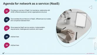 Agenda For Network As A Service Naas Ppt Slides Background Images