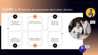 Agenda For NPO Marketing And Communication Plan To Attract Volunteers MKT SS V