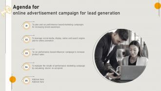 Agenda For Online Advertisement Campaign For Lead Generation MKT SS V