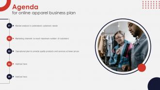 Agenda For Online Apparel Business Plan Ppt Styles Designs Download
