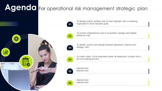 Agenda For Operational Risk Management Strategic Plan