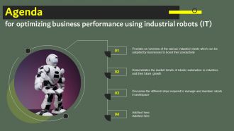 Agenda For Optimizing Business Performance Using Industrial Robots IT