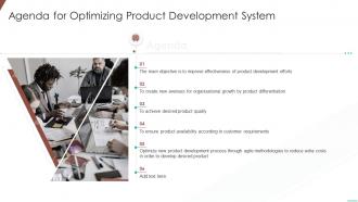 Agenda for optimizing product development system