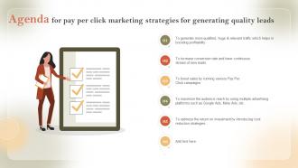 Agenda For Pay Per Click Marketing Strategies For Generating Quality Leads