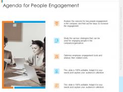 Agenda for people engagement tools recommendations increasing people engagement ppt show
