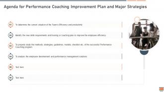 Agenda for performance coaching improvement plan and major strategies