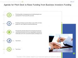 Agenda for pitch deck to raise funding from business investors funding ppt gallery
