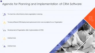 Agenda For Planning And Implementation Of Crm Software
