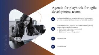 Agenda For Playbook For Agile Development Teams Ppt Slides Background Images
