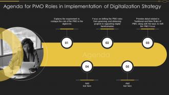 Agenda For Pmo Roles In Implementation Of Digitalization Strategy