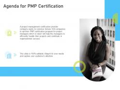 Agenda for pmp certification pmp certification it ppt powerpoint presentation diagram
