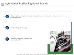 Agenda For Positioning Retail Brands Ppt Powerpoint Presentation Layouts Smartart