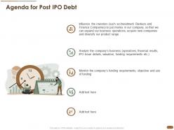 Agenda For Post Ipo Debt Pitch Deck Raise Post Ipo Debt Banking Institutions Ppt Guide