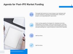 Agenda for postipo market funding investment fundraising post ipo market ppt outfit