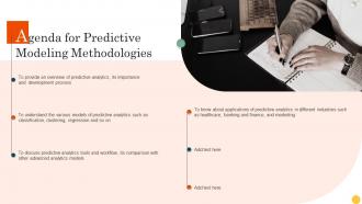Agenda For Predictive Modeling Methodologies Ppt Icon Designs Download