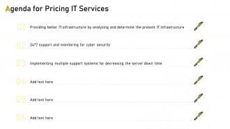 Agenda for pricing it services ppt icons