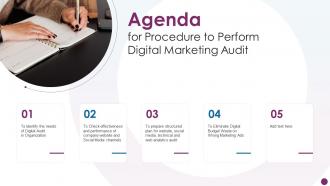 Agenda For Procedure To Perform Digital Marketing Audit Ppt Slides Background Images
