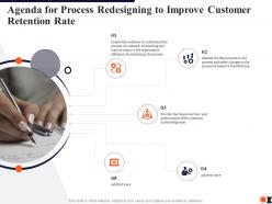 Agenda for process redesigning to improve customer retention rate ppt portfolio background