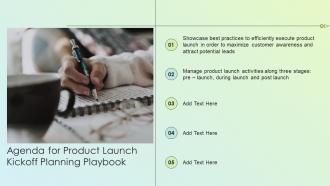 Agenda For Product Launch Kickoff Planning Playbook Ppt Slides Icons