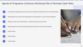 Agenda for progressive continuous monitoring plan to terminate cyber risks