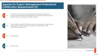 Agenda for project management professional certification requirements it