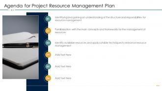 Agenda for project resource management plan