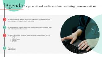 Agenda For Promotional Media Used For Marketing Communications MKT SS V