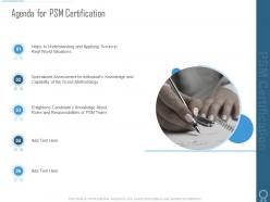 Agenda for psm certification psm certification it ppt introduction