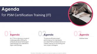 Agenda For PSM Certification Training IT Ppt Diagram Images