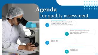 Agenda For Quality Assessment Ppt Powerpoint Presentation File Good