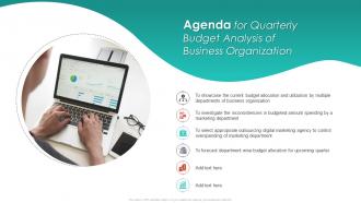 Agenda For Quarterly Budget Analysis Of Business Organization