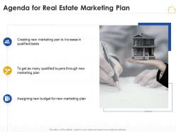 Agenda for real estate marketing plan ppt infographics