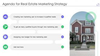 Agenda for real estate marketing strategy ppt icon templates