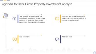 Agenda for real estate property investment analysis ppt brochure