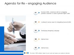 Agenda for reengaging audience n393 powerpoint presentation aids