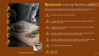 Agenda For Restaurant Start Up Business Plan Ppt Ideas Infographic Template BP SS